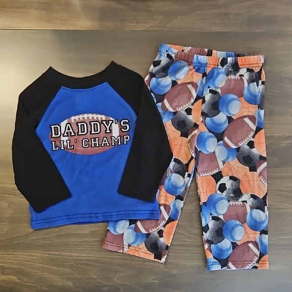 The Children's Place "Daddy's Lil' Champ" Black Sports Pajama Set - Picture 1 of 8